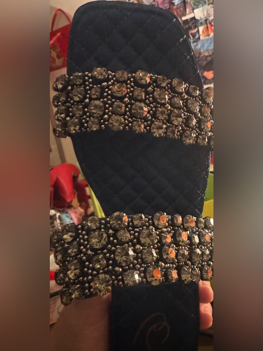 New Sam Edelman Royal Blue Jeweled Slide Sandals